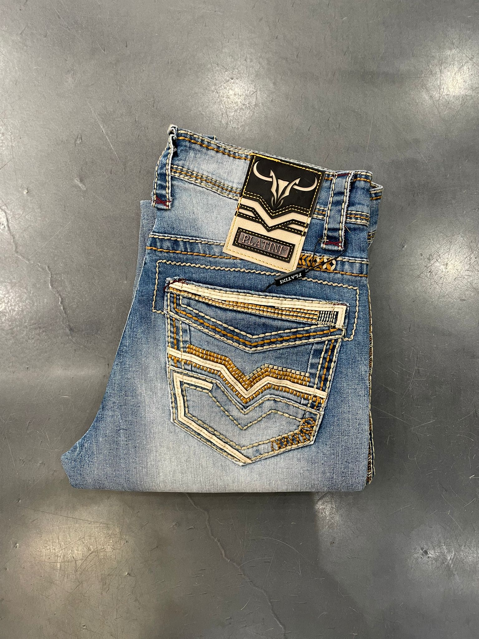 Platini Holt Men's Med Blue Slim Boot Cut Jeans